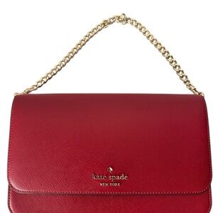 KATE SPADE Madison Flap Red Saffiano Leather Medium Dual Strap Crossbody Bag
